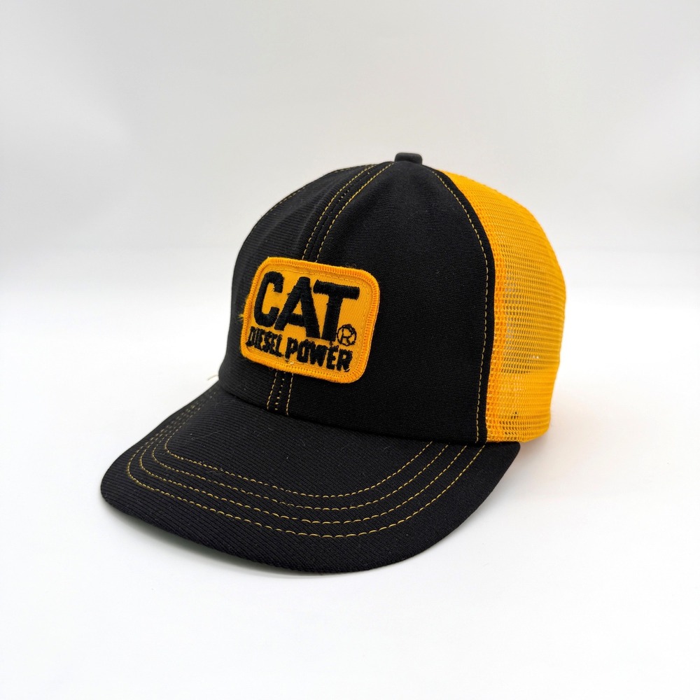 Caterpillar CAT Diesel Power Trucker Hat Mesh Snapback Made In USA Vintage 80s